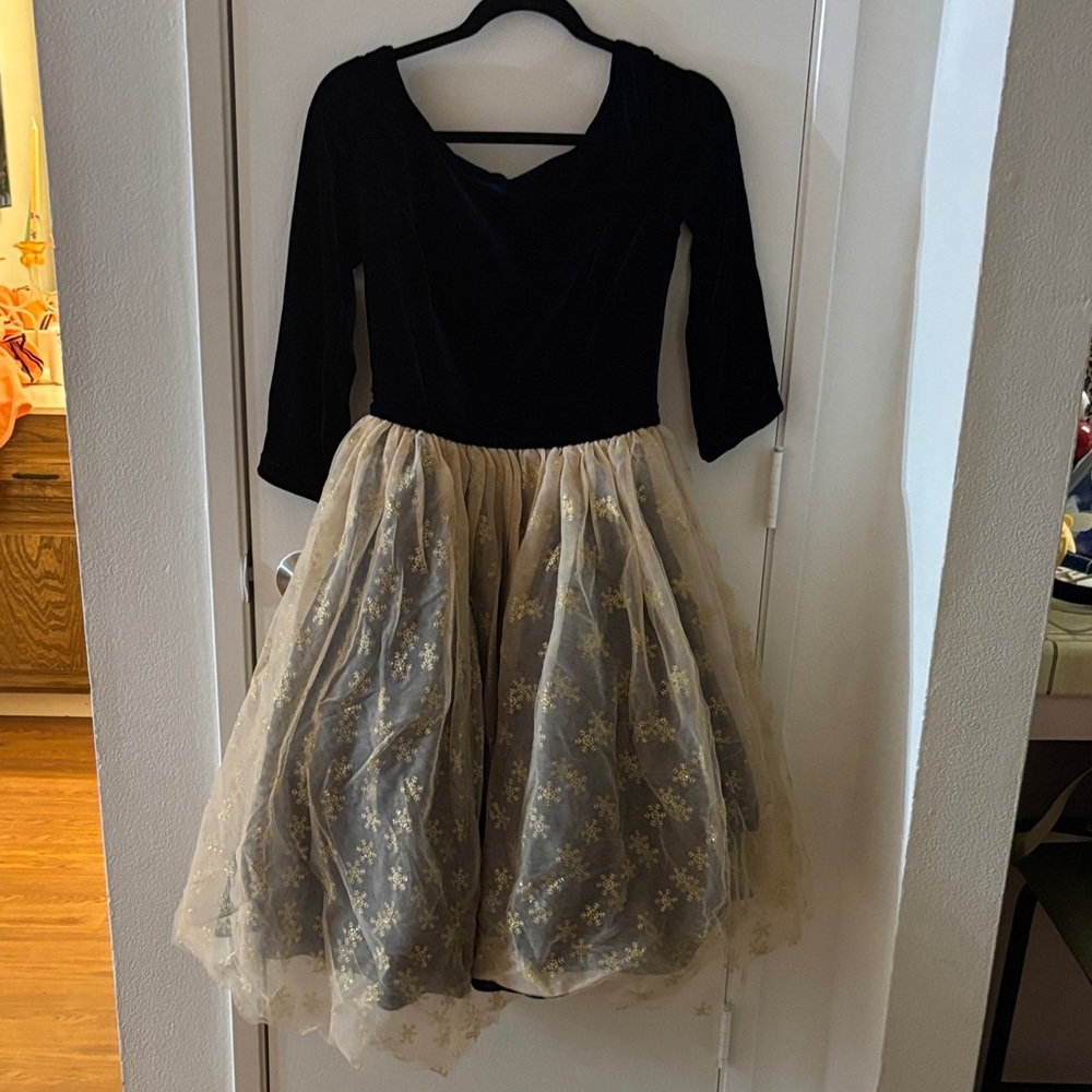 Collectif Navy and Cream velvet Wedding Dress